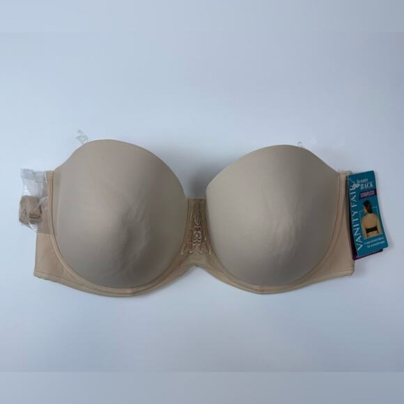 NWT Vanity Fair Beauty Back Underwire Smoothing Strapless Bra Beige Size 42D - Picture 3 of 8